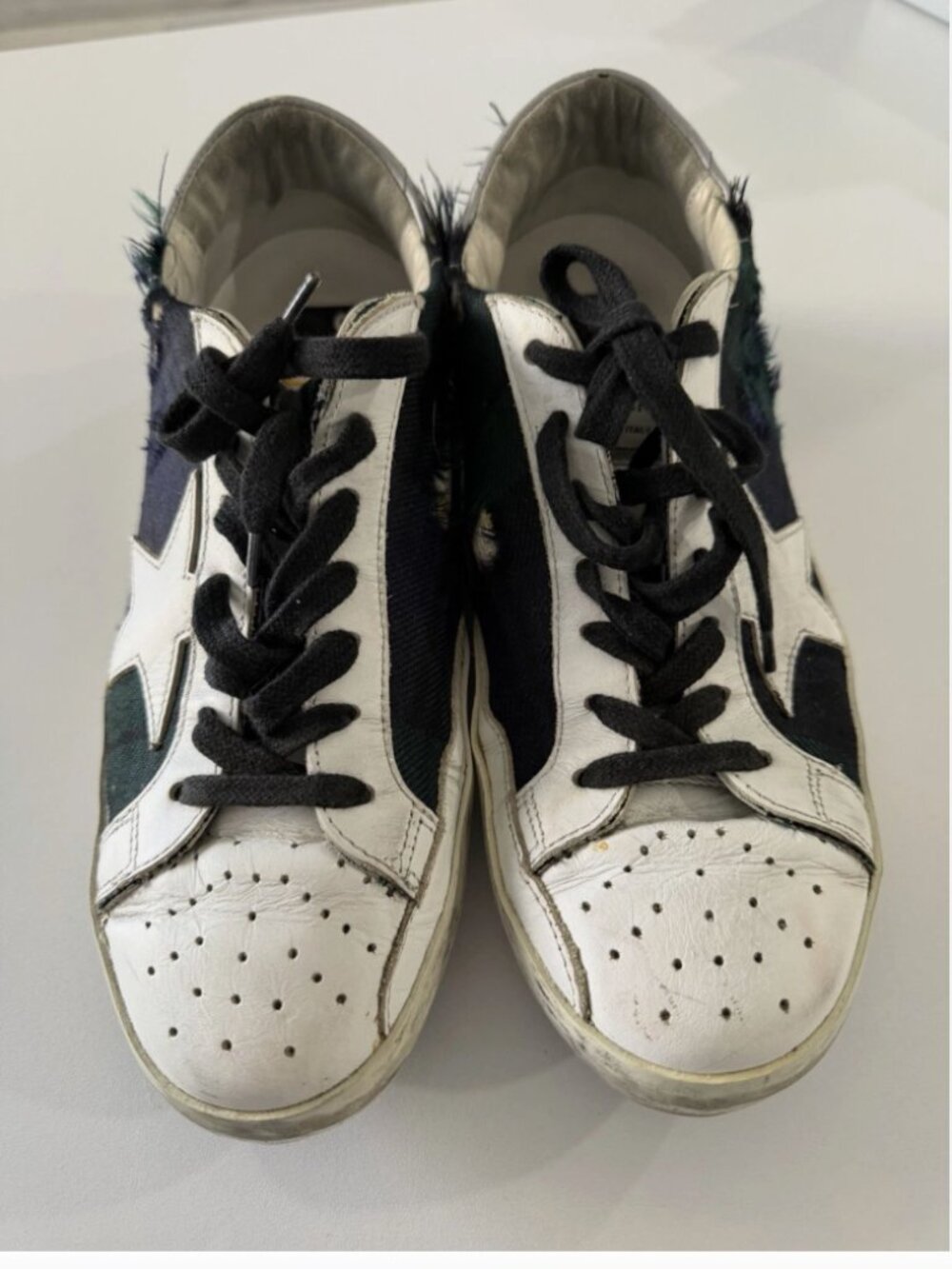 Golden Goose Green and Black Check Superstar Sneakers  Men's Size 9
